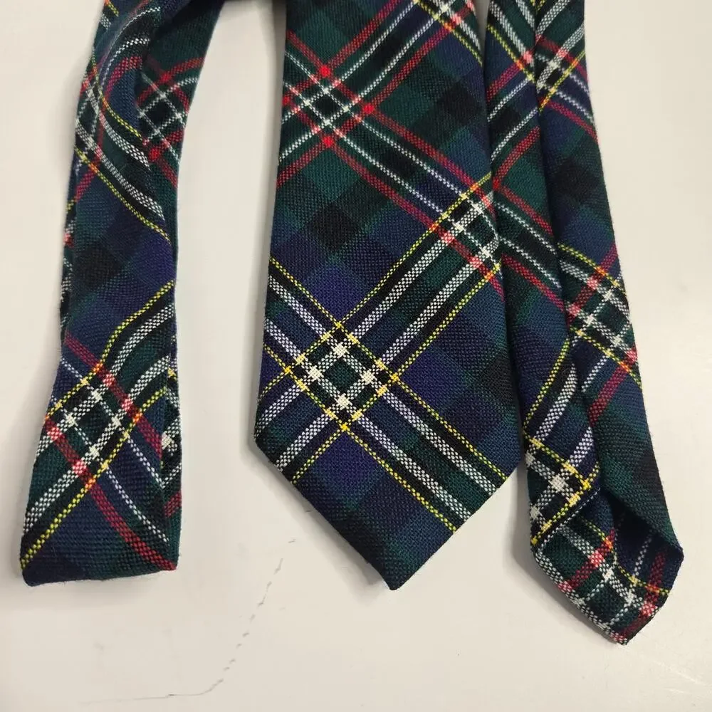 Classic Tartan Plaid Men Neck Tie Made in Scotland New Wool Academia Green